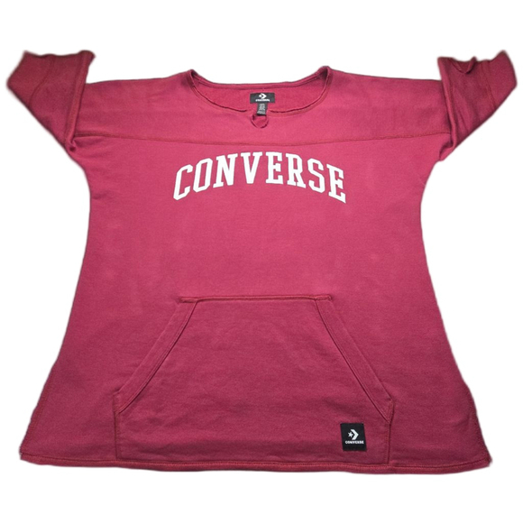 Converse Tops - Converse Cropped Sweatshirt Red Collegiate Logo Medium Streetwear Y2K Style